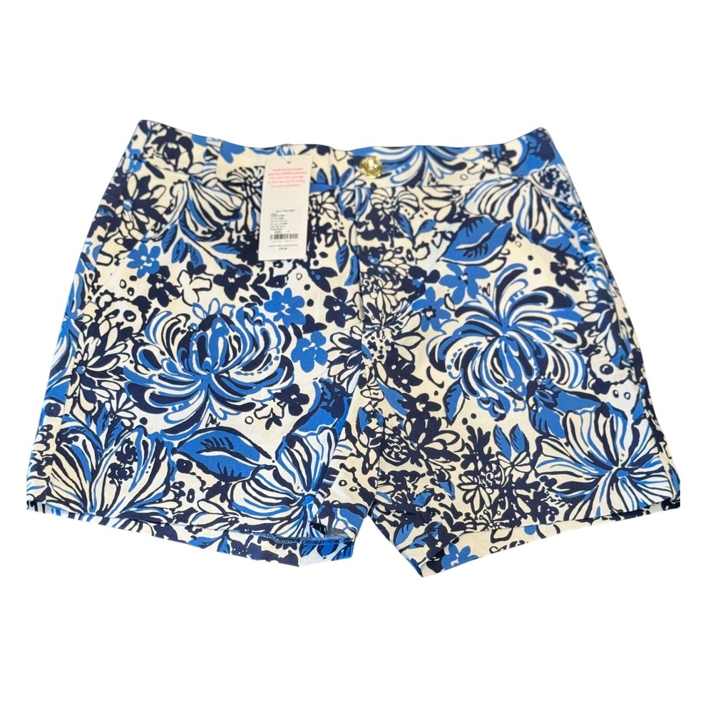 Lilly Pulitzer Gretchen High Rise 5" Shorts Low Tide Navy Pandarama Floral Sz 4